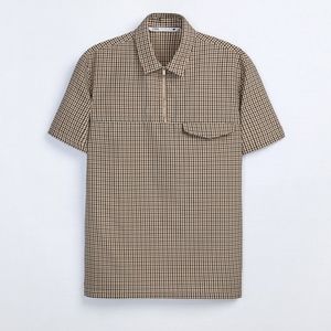 🟤⚪⚫ZARA TEXTURED CHECK SHIRT WITH POLO COLLAR🟤⚪⚫